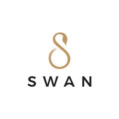 Minimalist Swan Letter S logo design vector