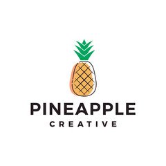 Pineapple monoline logo design vector