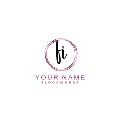 FI beautiful Initial handwriting logo template