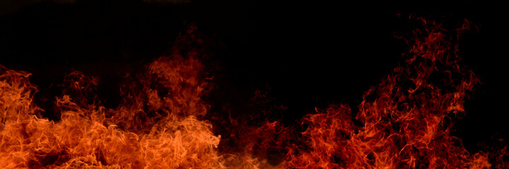 Fototapeta premium Flame of fire on a black background 