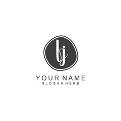 FJ beautiful Initial handwriting logo template