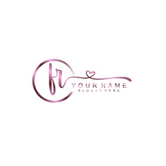 FR beautiful Initial handwriting logo template