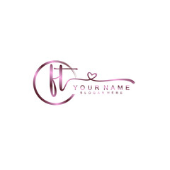 FT beautiful Initial handwriting logo template