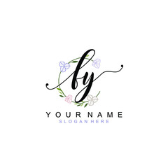 FY beautiful Initial handwriting logo template