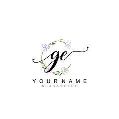 GE beautiful Initial handwriting logo template