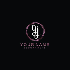 GJ beautiful Initial handwriting logo template