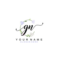 GN beautiful Initial handwriting logo template