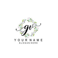 GV beautiful Initial handwriting logo template
