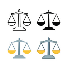 Balance lawyer icon. Law firm logo scale. Equilibrium Scale Balance, Justice symbol for web site or mobile app. Solid, flat, solid, outline style vector illustration. design on white background EPS 10