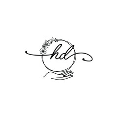 HD beautiful Initial handwriting logo template