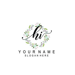 HI beautiful Initial handwriting logo template