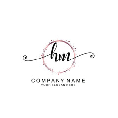 HM beautiful Initial handwriting logo template
