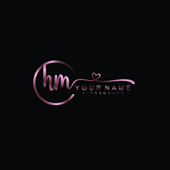 HM beautiful Initial handwriting logo template