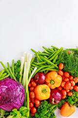 Fresh healthy colorful vegetable on white background.