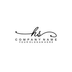 HS beautiful Initial handwriting logo template