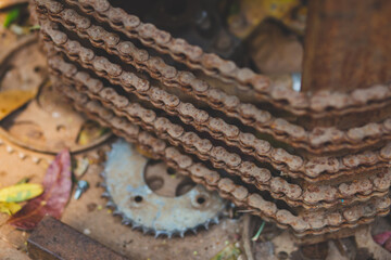 Old rusty vintage bike chain