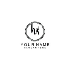 HX beautiful Initial handwriting logo template