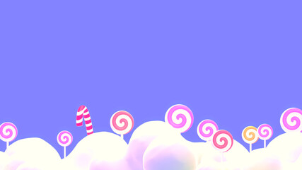 Cartoon sweet lollipop candy land. 3d rendering picture.
