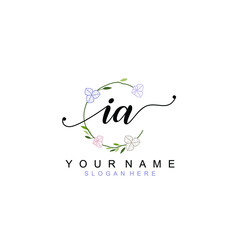 IA beautiful Initial handwriting logo template