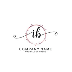 IB beautiful Initial handwriting logo template
