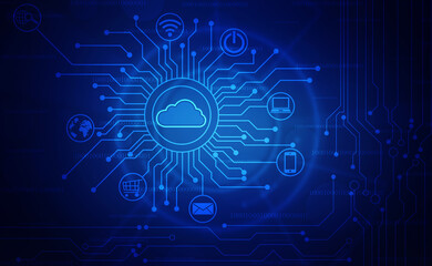 2d illustration of Cloud computing, Cloud Computing Concept, Cloud computing technology internet concept background