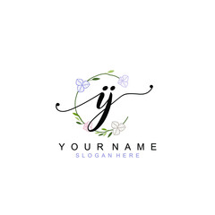 IJ beautiful Initial handwriting logo template