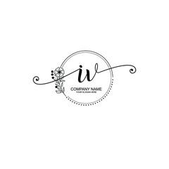 IV beautiful Initial handwriting logo template