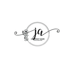 JA beautiful Initial handwriting logo template