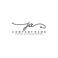 JA beautiful Initial handwriting logo template