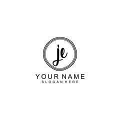 JE beautiful Initial handwriting logo template