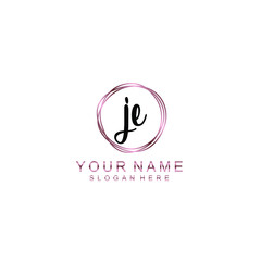 JE beautiful Initial handwriting logo template