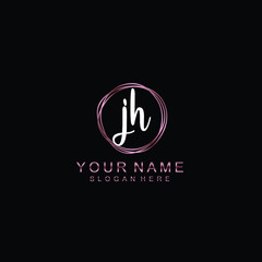 Fototapeta na wymiar JH beautiful Initial handwriting logo template