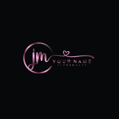 JM beautiful Initial handwriting logo template