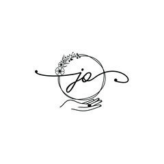 JO beautiful Initial handwriting logo template