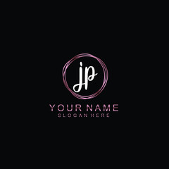 Fototapeta na wymiar JP beautiful Initial handwriting logo template