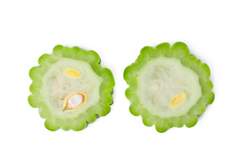 Fresh bitter melon on white background.