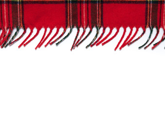 Fringe red plaid on white background