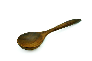 Wooden spoon on white background. Clipping path.
