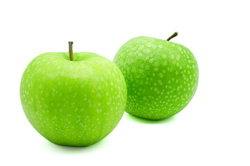 Flat lay of green Apple isolated on white background. Clipping path.
