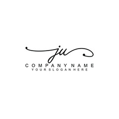 JU beautiful Initial handwriting logo template