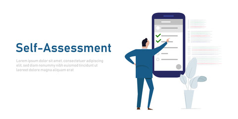 self assessment concept of personal review business check list - obrazy, fototapety, plakaty