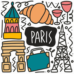 hand drawn doodle paris holiday