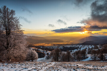 Beatiful winter landscape in Harghita, Romania