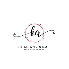 KA beautiful Initial handwriting logo template - obrazy, fototapety, plakaty