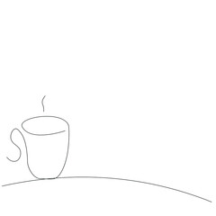 Cup of tea line drawing, vector illustration