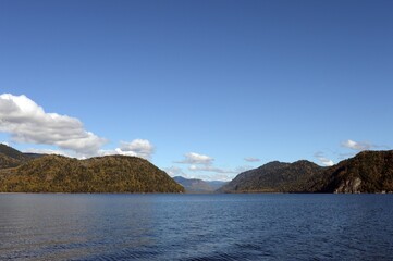 Autumn on Lake Teletskoye. Altai Republic. Western Siberia