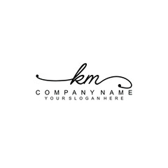 KM beautiful Initial handwriting logo template