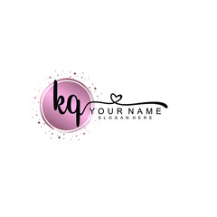 KQ beautiful Initial handwriting logo template