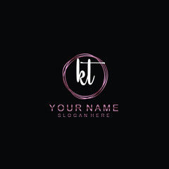 KT beautiful Initial handwriting logo template