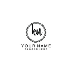 KU beautiful Initial handwriting logo template